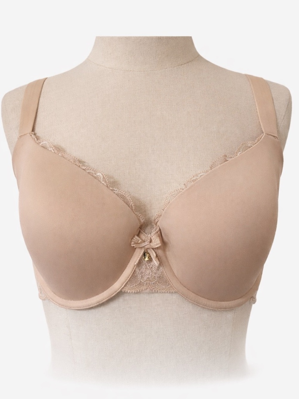 Le Mystère Sophia Nude T-Shirt Bra 34DDD Full Figure Lace Underwire Smooth Cups